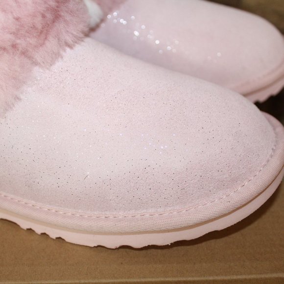 UGG NEW GIRL'S PATCHWORK FLUFF BOOTS PINK 1 3 - Picture 3 of 8